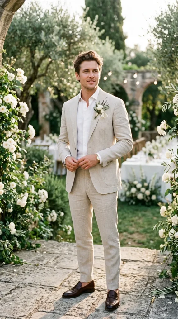 Beige Linen Suit