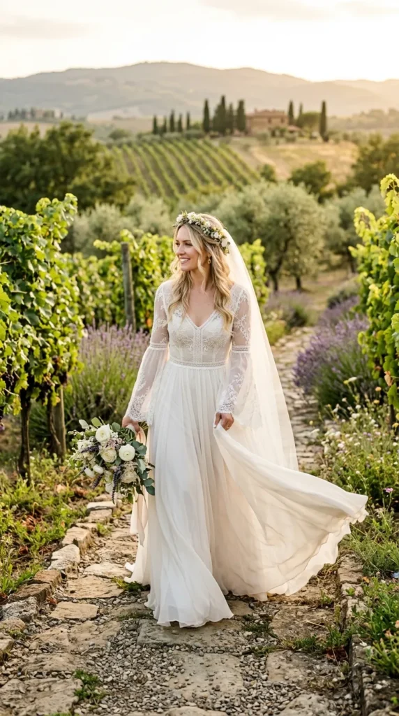 Bohemian Chiffon Wedding Dress