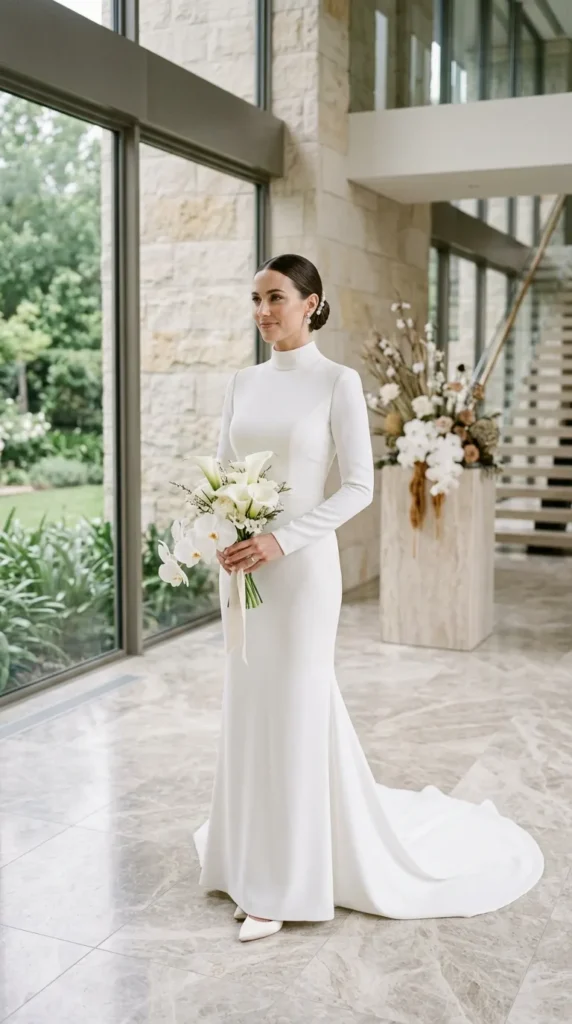 Chic High-Neck Bridal Style