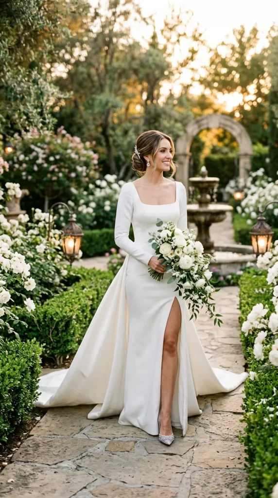 Chic High Slit Wedding Dress