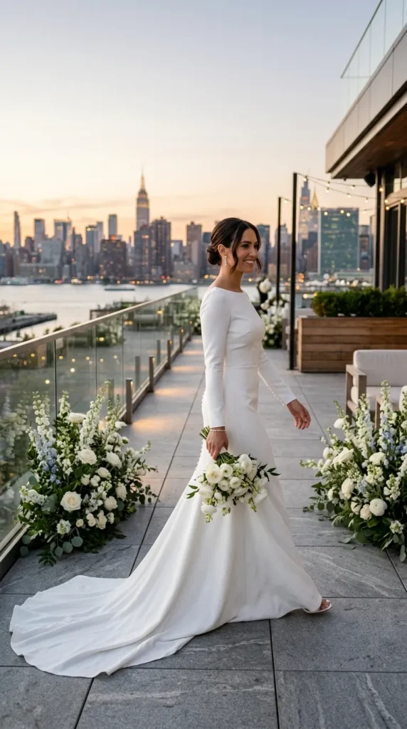 Contemporary Crepe Fit-and-Flare Gown