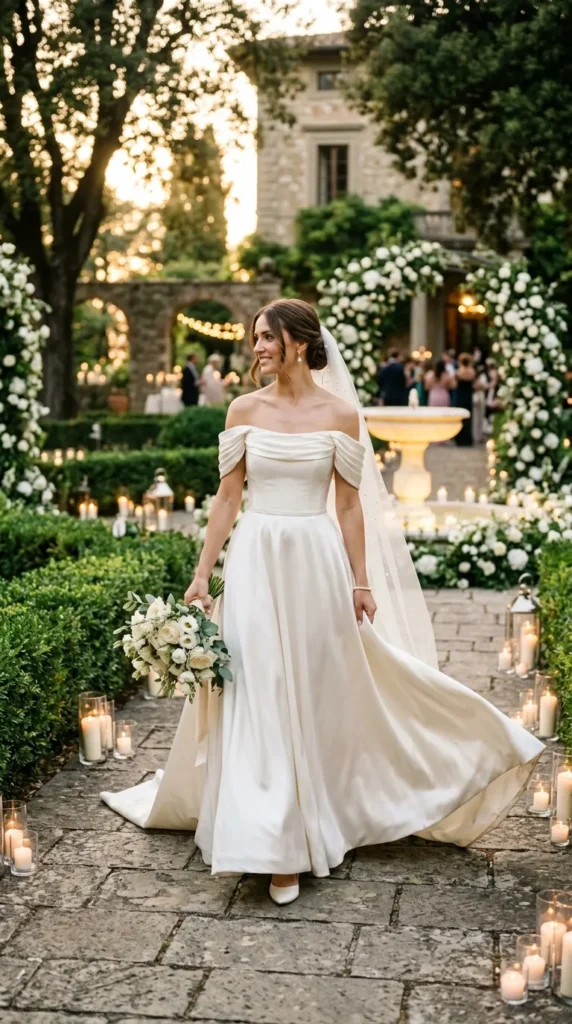 Draped Off-the-Shoulder Sleeves