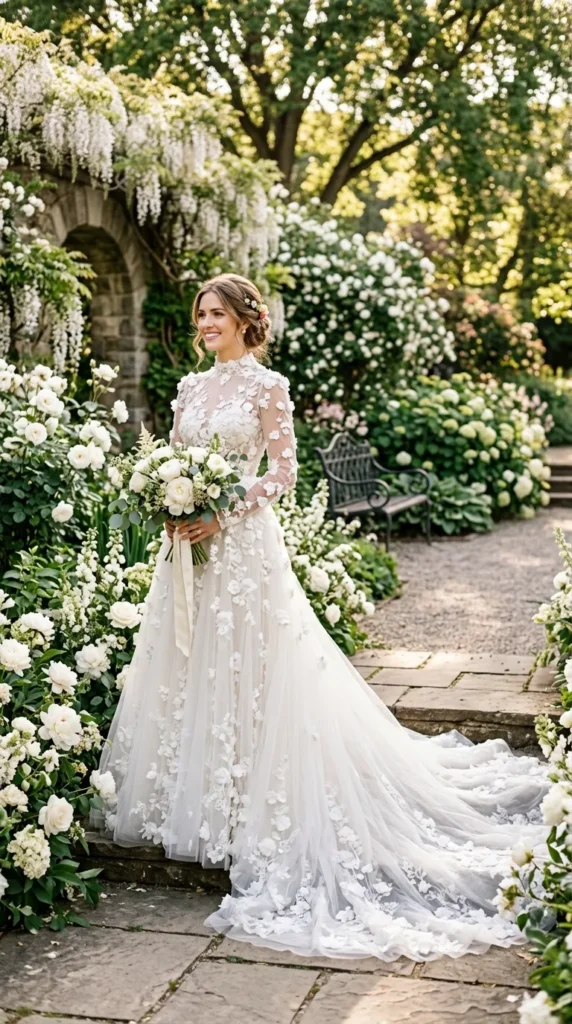 Floral Appliqué Wedding Dress