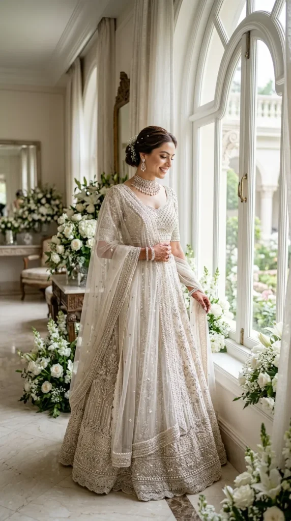 Ivory and Champagne Bridal Lehenga