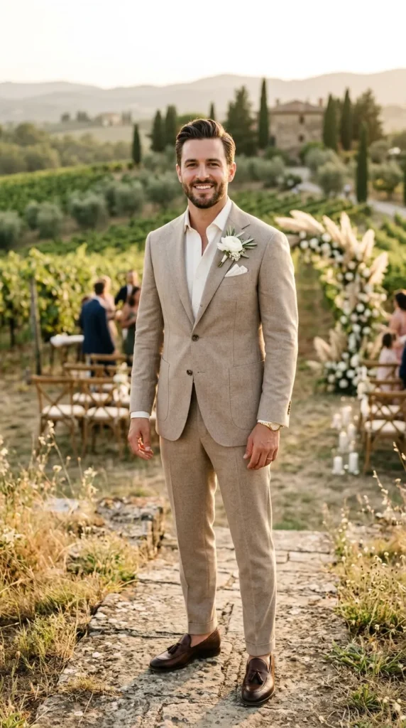 Neutral-Tone Wedding Suit
