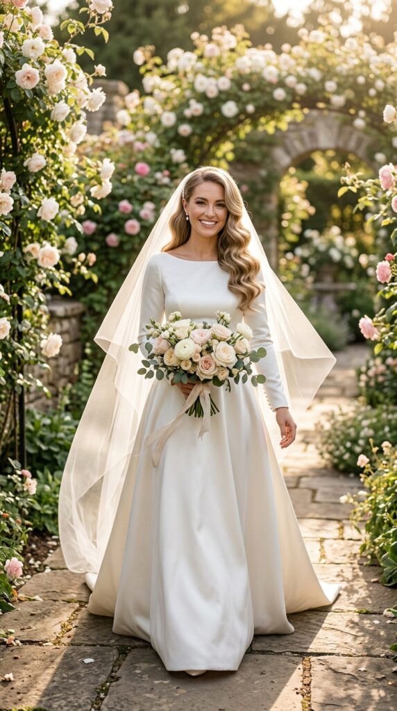 Pair a Low Chignon with a Cathedral Veil