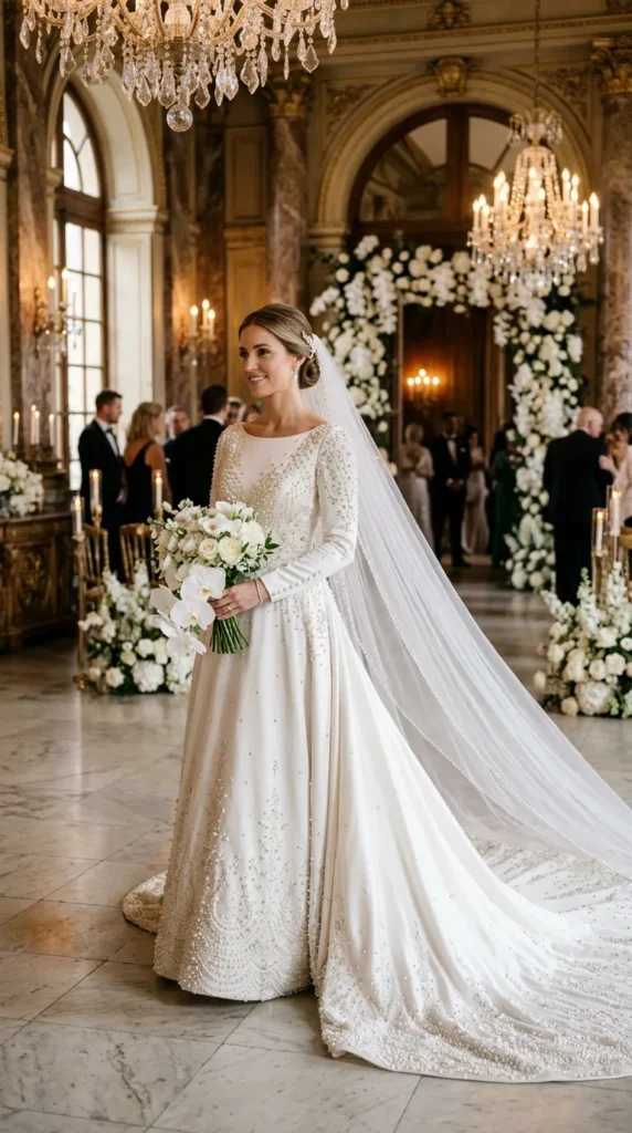 Pearl-Embellished Bridal Style