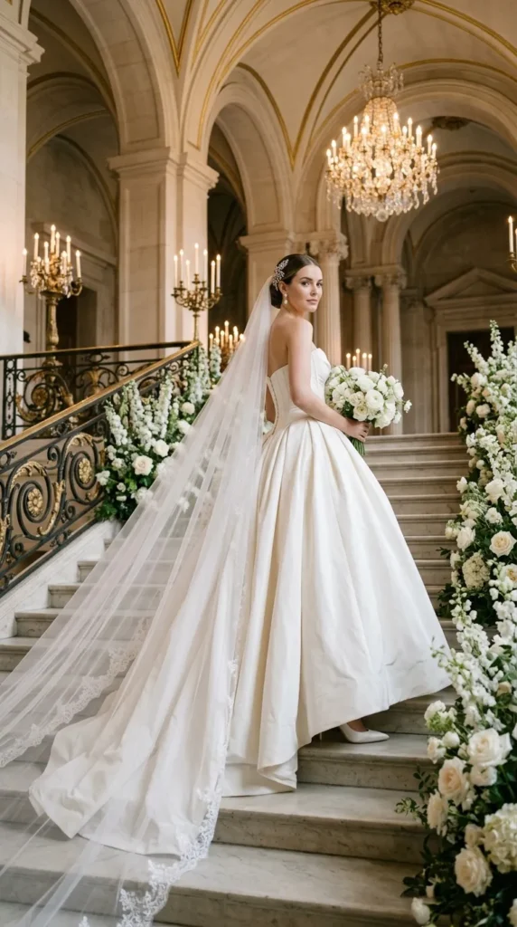 Regal Ball Gown with a Cathedral Veil