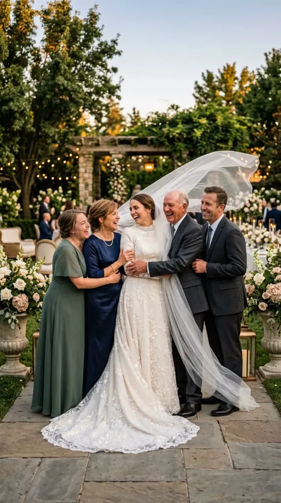 Joyful Family Wedding Celebration Photos With the Bride