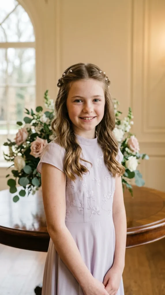 Twisted Half-Up Hairstyle With Pearl Details