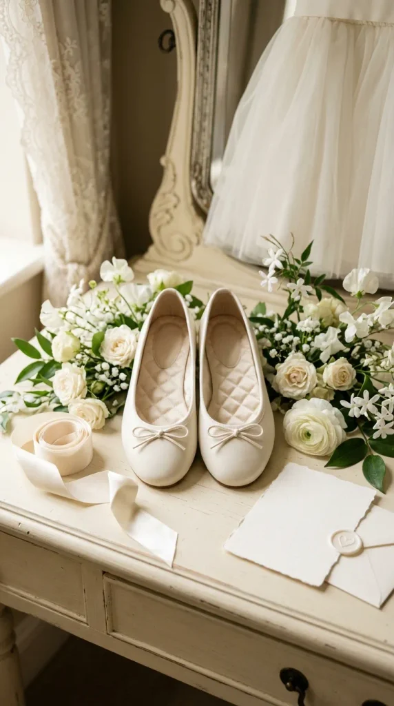 Classic Ivory Ballet Flats With a Tiny Bow