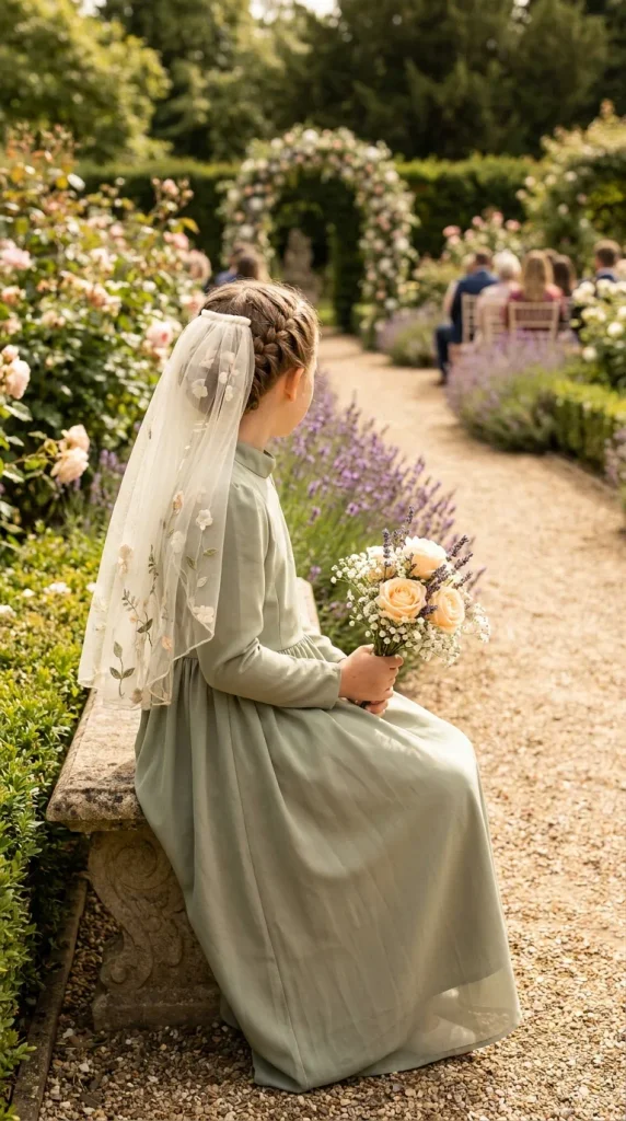 Floral-Edge Veil for a Garden Wedding