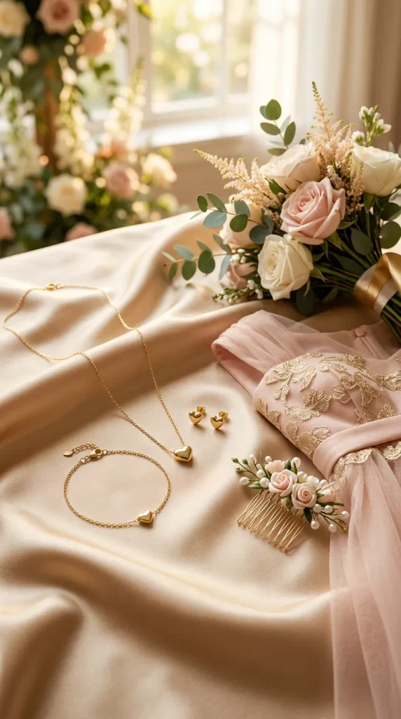 Gold Heart Jewelry Set
