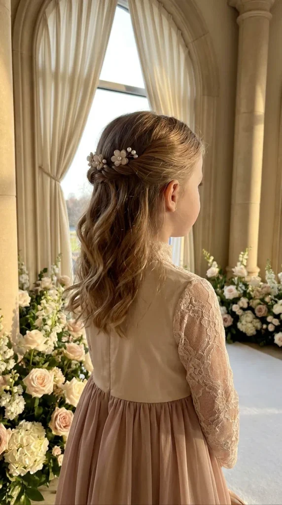 Half-Up Twist With Pearl or Floral Pins