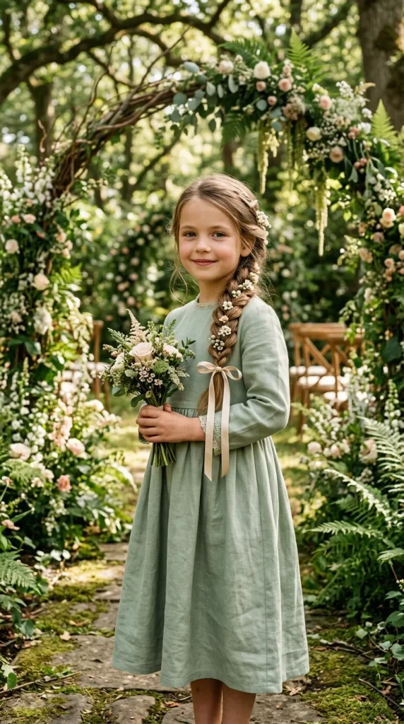 Long Side Braid With Tiny Flowers