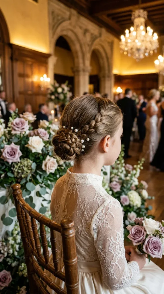 Low Braided Bun With Pearl Details