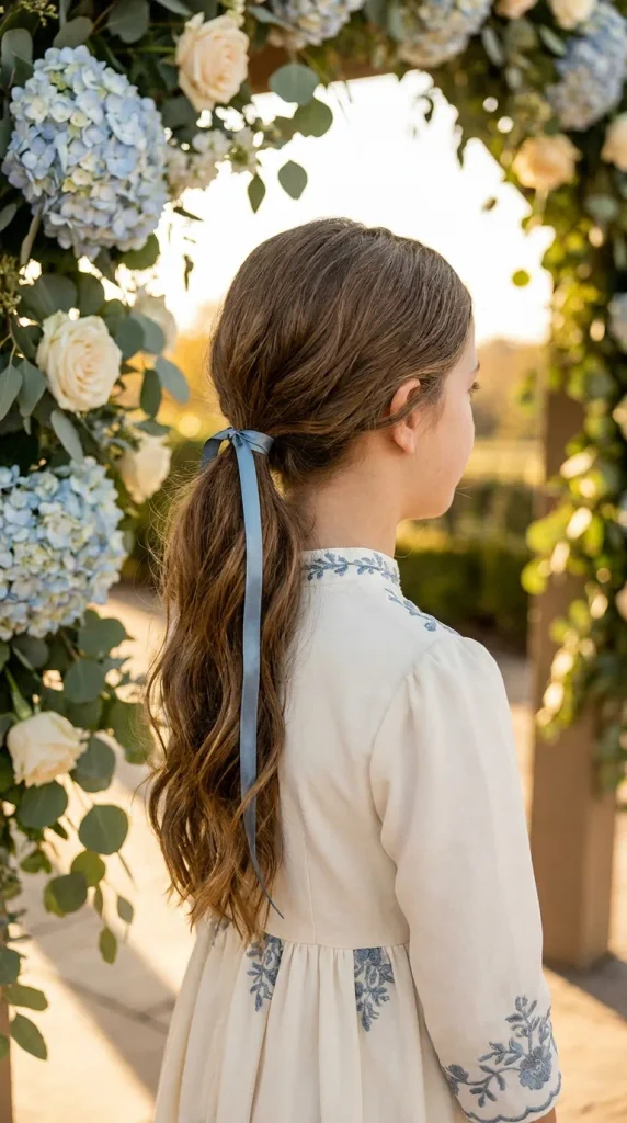 Low Ponytail With a Satin Ribbon