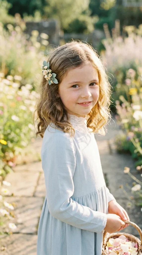 Natural Waves With a Floral Hair Clip