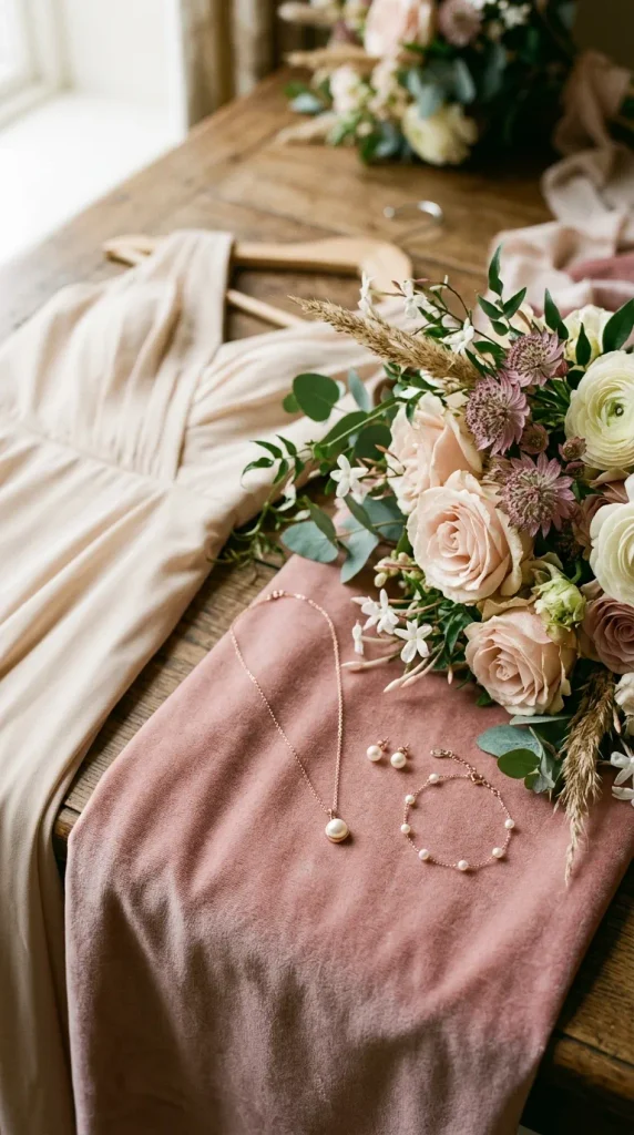 Rose Gold Pearl Jewelry Set