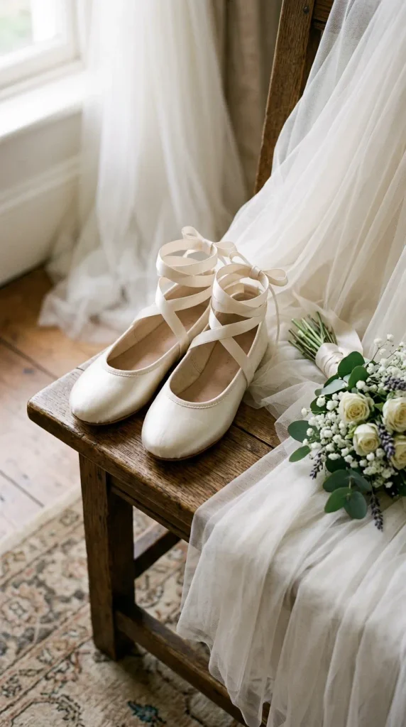 Soft Silver Ballet Flats for a Fairytale Look