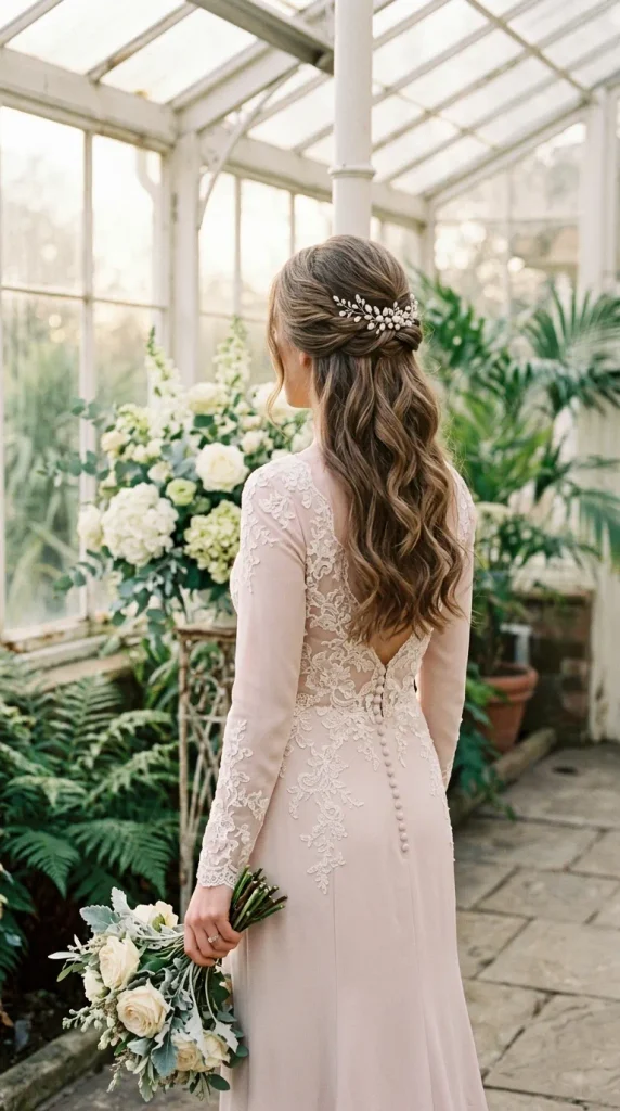 Subtle Extensions for a Half-Up Wedding Hairstyle