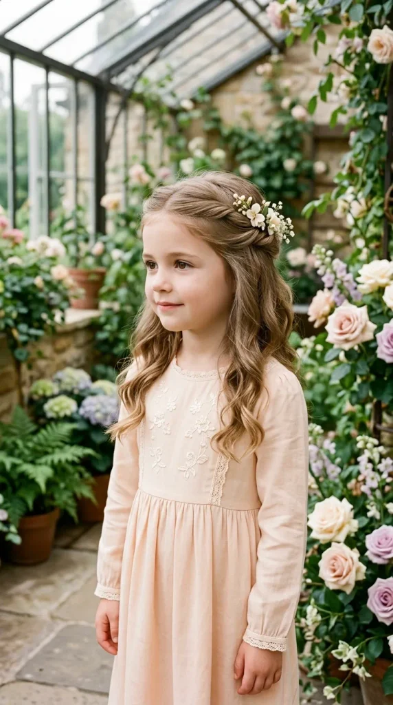 Twisted Half-Up Hairstyle With Floral Pins